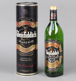 A 100cl bottle of Glenfiddich Special Old Reserve Single Malt whisky, with cardboard outer tube