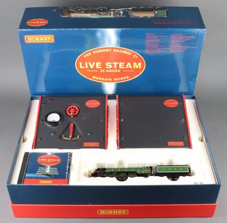 A Hornby live steam OO gauge L N E R 4-6-2  Flying Scotsman steam set, complete and boxed 14cm h x 57cm w x 40cm d 