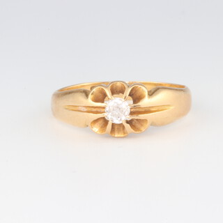 An 18ct yellow gold single stone diamond ring approx. 0.20ct, 4.3 grams, size Q 