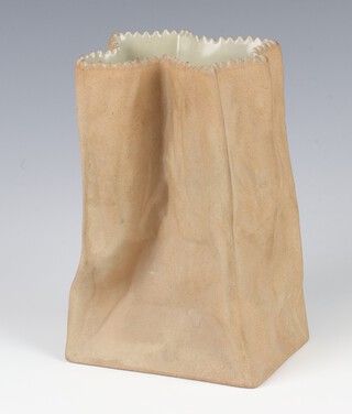 A Rosenthal bisque porcelain vase in the form of a paper bag 16cm 