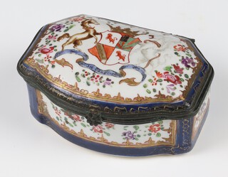 A 19th Century Sampson gilt metal mounted box decorated with an armorial 10cm 