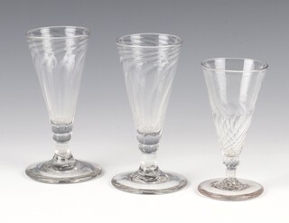 A 19th Century tapered wine glass 13cm, 2 others