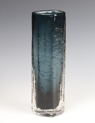 A Whitefriars indigo textured glass free form vase 30cm, designed by Geoffrey Baxter