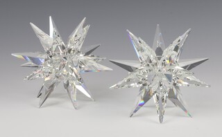 A pair of Swarovski Crystal glass candle holders in the form of stars 12cm 