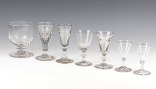 A Georgian ring turn rummer 12cm, 6 19th Century glasses 