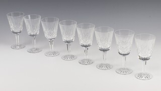 Eight Waterford Crystal Lismore design wine glasses