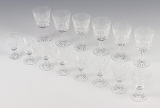 Six Waterford Crystal Lismore design sherry glasses and 8 ditto liqueurs 