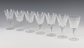 Seven Waterford Crystal Lismore design wine glasses 