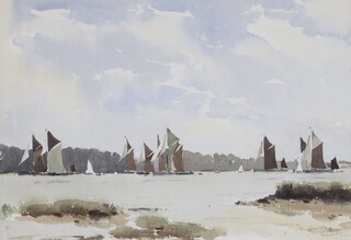 **John Yardley, British, watercolour, moored boats, signed 32cm x 45cm **Please Note - Artist's Resale Rights may be payable on this lot