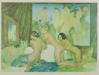 Sir William Russell Flint (Scottish 1880-1969), print signed in pencil, "Three Ladies in a Studio" with Fine Art Trade Guild blind proof stamp 47cm x 64cm 