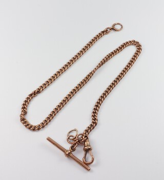 A 9ct yellow gold Albert with T bar and clasp 26.7 grams, 38cm 