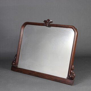 A Victorian D shaped plate mirror contained in a carved mahogany frame 95cm h x 124cm w 