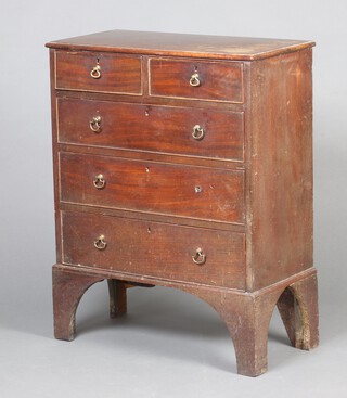 A 19th Century mahogany chest of 2 short and 3 long drawers, raised on bracket feet 81cm h x 64cm w x 31cm d 