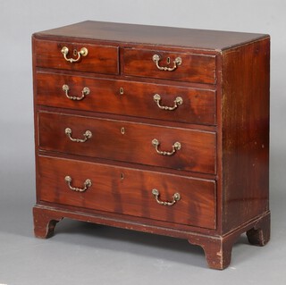 A 19th Century mahogany chest of 2 short and 3 long drawers, raised on bracket feet 81cm h x 82cm w x 38cm d 