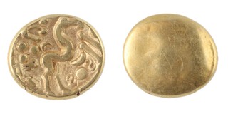 Celtic, Gallo-Belgic, Morini Tribe, c. 58 BC, gold Stater, 17mm, Obv: Stylised horse right. S.121, F. 