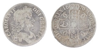 United Kingdom, Charles II, 1671 silver Crown, 38mm, 29.2g. Obv: Laureate and draped bust of Charles, right / Rev: Crowned cruciform shields around central garter star with interlinked Cs in angles. S.3357, F. 