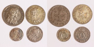 United Kingdom, Charles II, 1683 silver Maundy Set (1, 2, 3 and 4 pence). Obv: Laureate and draped bust of Charles II, right / Rev: Crowned mark of value. S.3392.