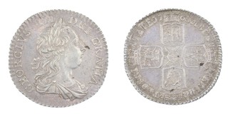 United Kingdom, George III, 1763 silver Northumberland Shilling, 26mm, g. Obv: Young laureate and draped bust of George, right / Rev: Crowned cruciform shields with central garter star. S.3742, aEF (bust flaw). 