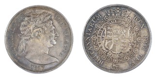 United Kingdom, George III, 1817 silver Halfcrown, 32mm, 14.1g. Obv: Large laureate bust, right / Rev: Crowned Garter and ornate Royal shield of arms. S.3789, EF. 