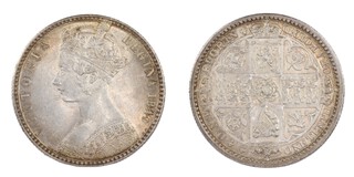 United Kingdom, Victoria, 1849 silver godless Florin, 28mm, 11.6g. Obv: Crowned bust of Victoria with braided hair, facing, left / Rev: Four crowned cruciform shields, Tudor rose in centre. S.3890, EF. 