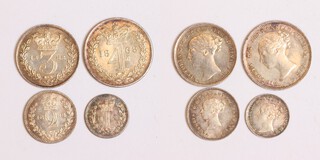 United Kingdom, Victoria, 1868 silver Maundy Set (1-4 Pennies). Obv: Young bust of Victoria, left / Rev: Crowned denomination divides date within oak wreath. Mounted in a plastic case. S.3916, EF. 