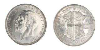 United Kingdom, George V, 1927 silver Halfcrown, 32mm, 14.2g. Third coinage. Obv: Uncrowned bust of George, left / Rev: Shield of arms flanked by crowned royal cyphers. S.4032, EF, aBU. 