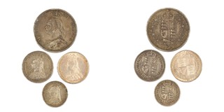 United Kingdom, Victoria Sixpence, Shillings, Half Crown F to VF. (4)