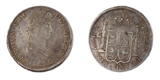 Mexico (Spanish Colonial), Ferdinand VII, Zacatecas, 1819 silver Eight Reales, 39mm, 27.1g. Obv, Bust of Ferdinand right/ Rev, Crowned arms of Spain, K.466.4, F. 