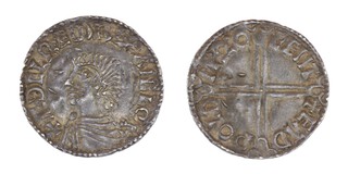 Anglo-Saxon England, Aethelred II, Canterbury mint, Eadwold (moneyer), 978-1016, silver Penny, 20mm, 1.6g. Obv: Radiate portrait of Aethelred / Rev: Long cross. S.1152 