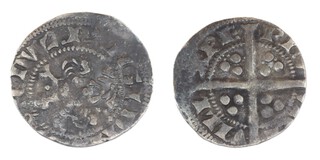 England, Edward I, Berwick on Tweed mint, 1272-1307, silver Penny, 18mm, 1.3g. (Montrave Treasure Hoard) Obv: Crowned facing portrait / Rev: Long cross, trefoil of pellets in angles. S.1415 