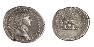 Roman Empire, Trajan, Cappadocia, 98-117 AD, silver Tetradrachm, 23mm, Obv: Laureat bust right / Rev: Mount Argaeus?. 