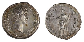 Roman Empire, Antoninus Pius, 138-161 AD, silver Denarius, 18mm, Obv: Laureate bust of Antoninus Pius right / Rev: Clementia standing with patera and sceptre. S.4061, VF. 