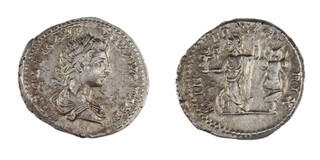 Roman Empire, Caracalla, 198-217 AD, silver Denarius, 19mm. (From the hoard found at Holme, Lincolnshire.) Obv: Laureate and draped bust, right / Rev: Minerva(?) standing half-left, holding Victory and spear, shield at feet, trophy behind. S.6820, VF. 