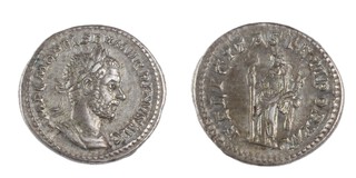 Roman Empire, Macrinus, 217-218 AD, silver Denarius, 18mm, 4.04g, Obv: Laureate, draped and cuirassed bust right / Rev: Felicitas standing left holding caduceus and cornucopiae. S.7332, F. 