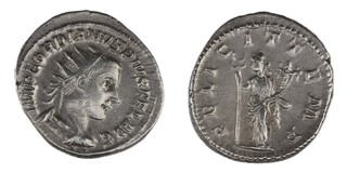 Roman Empire, Gordian III, 238-244 AD, silver Denarius, 23mm, 4.47g, Obv: Radiate, draped and cuirassed bust right / Rev: Felicitas standing left holding caduceus and cornucopiae. S.8607, F. 