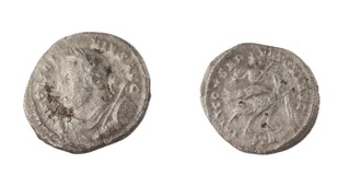 Roman Empire, Licinius I, 308-324 AD, billon/silver Centionalis, 19mm, Obv: Laureate bust of Licinius, left, holding sceptre / Rev: Jupiter seated on eagle with splayed wings. S.15144, F. 