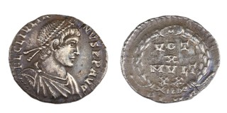 Roman Empire, Julian II, 361-363 AD, silver Siliqua, 17mm, Obv: Draped and cuirassed bust facing right / Rev: Inscription within a wreath. S.19122, VF.