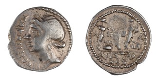 Apollonia, Illyria, c. 100 BC, 20mm, silver Drachm, Obv: Laureate head of Apollo left / Rev: Nymphs dancing around the fire at the nymphaeum. S.1882, F. 	