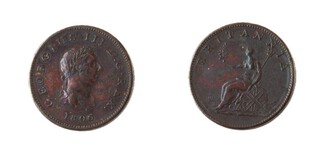 United Kingdom, George III, 1806 copper Halfpenny, 28mm. Obv: Laureate and draped profile of George III, right / Rev: Seated figure of Britannia facing left with trident in left hand. S.3781, aEF (scratches). 