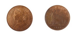 United Kingdom, Victoria, 1888 bronze Farthing, 20mm. Obv: Laureate profile of Victoria, left / Rev: Britannia seated, right, trident in left hand. S.3958, EF.