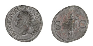 Roman Empire, Caligula, 37-41 AD, copper As, 30mm, Obv: Agrippa bust, left / Rev: Neptune, standing left, holding dolphin and trident. (Issued by Caligula in honour of his deceased grandfather Agrippa). S.1812, VF. 	