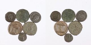 Roman Empire, six bronze coins, including Constantine I, Constans I, Constantius II, Constantine II and Maxentius.