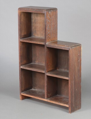 An Art Deco stepped oak bookcase fitted 5 shelves, 92cm h x 61cm w x 17cm d 