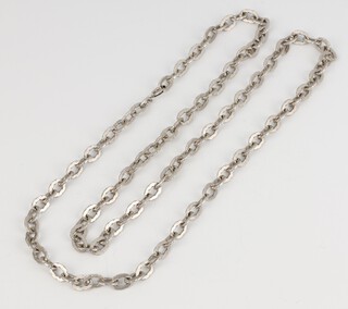 A silver flat link mid-Century necklace 66cm, 40 grams 