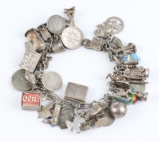 A silver charm bracelet 96 grams 