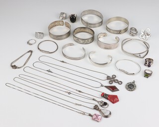 A quantity of silver bangles, 368 grams