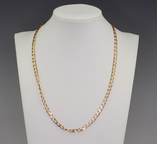 An 18ct yellow gold flat link necklace 15.4 grams, 46cm 