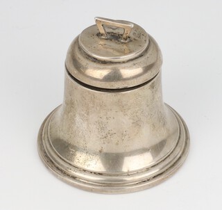 A novelty silver ink well in the form of a bell Birmingham 1916, 7cm 