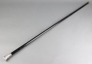 A silver mounted ebony walking cane London 1929 (dented)