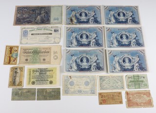 Six, 100 mark bank notes and 13 other bank notes 